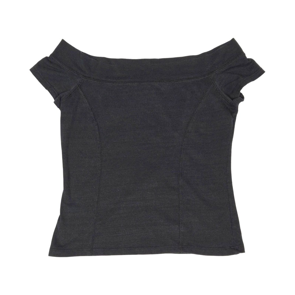VTG 90s y2k Boatneck Low Off Shoulder Crop Top / MD LG Coolwear Black Alt Grunge